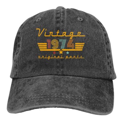 52nd Birthday Decorations for Women Men, Vintage 1974 Hat Original Parts, Adjustable 52 Year Old Baseball Cap, Funny Fathers Mothers Day Birthday Gifts Black