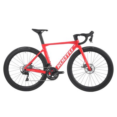 KOOTU Full Carbon Road Bike, T800 Carbon Fiber Frame Lightweight Racing Bicycle with 105 R7000 22 Speed Groupset and Wire-Pull Disc Brake for Adult (Red, 54cm(5'11"-6'2"))