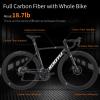 KOOTU Full Carbon Road Bike, T800 Carbon Fiber Frame Lightweight Racing Bicycle with 105 R7000 22 Speed Groupset and Wire-Pull Disc Brake for Adult (Red, 54cm(5'11"-6'2")) view 3