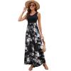 Sherosa Women's Cotton Jersey Sleeveless Swim Cover-Up Maxi Dress(Black White Floral,Large) view 3