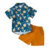 AIMAOMI Baby Boy Cotton Linen Shorts Set Solid Color Easter Egg Button T-Shirt Tops Shorts Summer Outfit (Navy, 18-24 Months) view 1