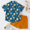 AIMAOMI Baby Boy Cotton Linen Shorts Set Solid Color Easter Egg Button T-Shirt Tops Shorts Summer Outfit (Navy, 18-24 Months) view 2