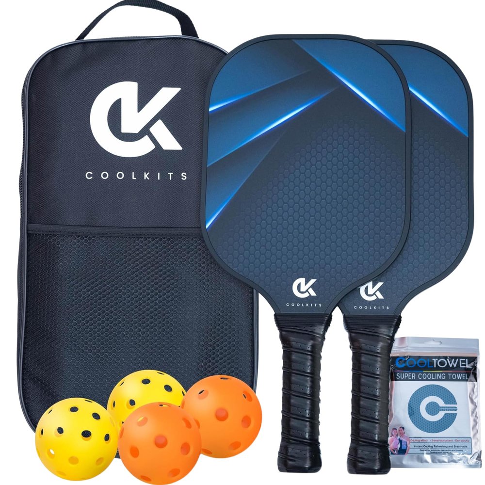 PRO Pickleball Paddle Set of 2 - T700 Graphite Carbon Fiber Surface & STR-Core Polymer - USAPA Approved Rackets with Strong Grip for Ultimate Spin & Control - Includes Indoor/Outdoor Balls & Carry Bag
