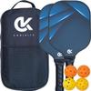 PRO Pickleball Paddle Set of 2 - T700 Graphite Carbon Fiber Surface & STR-Core Polymer - USAPA Approved Rackets with Strong Grip for Ultimate Spin & Control - Includes Indoor/Outdoor Balls & Carry Bag view 4