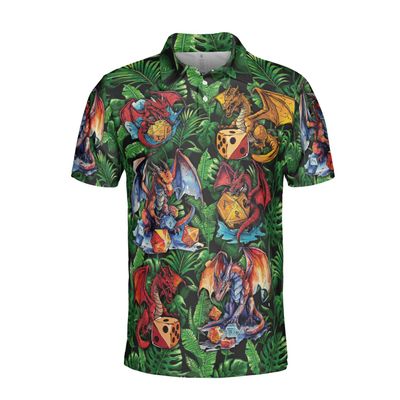 Generic Dragons Polo Golf Shirts for Men Women - Dungeon Lover Mens Polo Shirts Short Sleeve Mens Polo Shirts Dry Fit Serie 52 Size 2XL