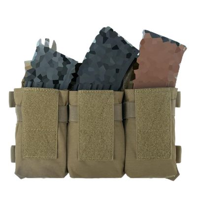 YAKEDA Tactical Placard Triple Magazine Pouch with Quick Release Mag Pouch Insert, UTX Buckles Combined with Chest Mini Rig and Vest (Khaki)