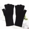 jweemax Long Sleeve Knitted Gloves, Wool Fingerless Gloves, Half-Finger Gloves for Men, Women, Solid Color, Black view 3