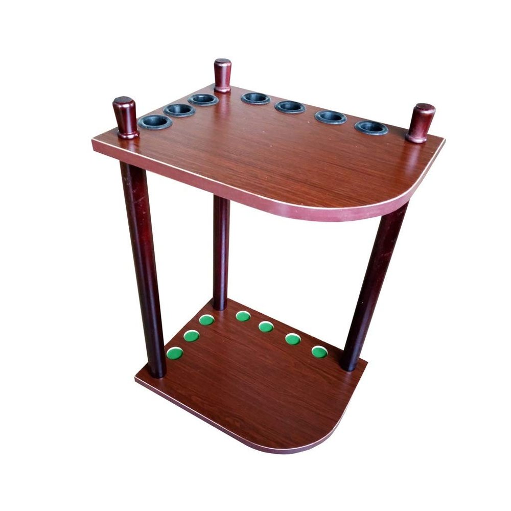 Pool Cue Rack,Red Wooden Billiard Stick Stand Rack,Hold Up to 7 Snooker Cues Fishing Rods