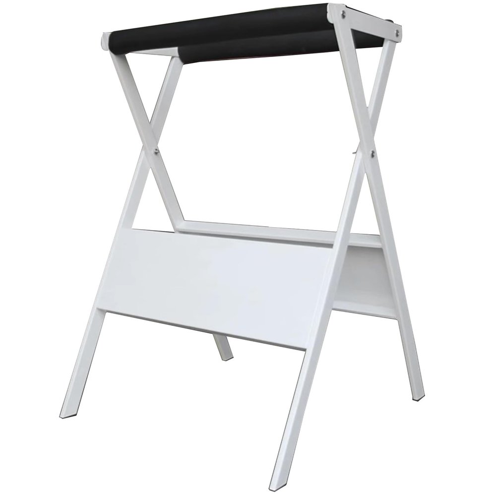 GIUSON Vertical Metal Tennis Racket Holder, Garage/Fitness Gym/School Badminton Racquet Shelf - Hold 18 Adult Rackets, with Anti-Scratch Silicone Tube, White Black Red Iron Frame (Color : White)