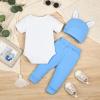 Aenbilo My 1st Easter Baby Boy Oufit Infant Baby Boy Easter Outfit 3 Months My First Easter Infant Boy Clothes Gentleman Bow Tie Romper Bunny Pants with Hat Easter Clothing Sets Blue 0-3 Months view 3