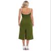Aigeman Women Spaghetti Straps Square Neck Elegant Bodycon Maxi Dress Chic White Piping Open Back Cocktail Party Dress 302(Medium,Army Green) view 4