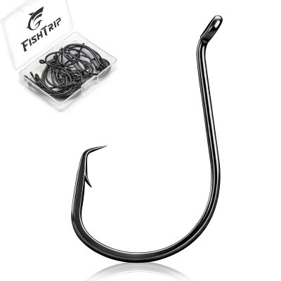 FishTrip Octopus Circle Hooks Saltwater - 50pcs Fishing Catfish Hook,Offset Fish Hooks for Rigs Size 1 2 4 6 1/0 2/0 3/0 4/0 5/0 6/0 7/0 8/0 9/0 10/0 (7/0_50pcs)