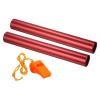 PATIKIL Relay Track Baton,2 Pack Aluminum Tube Field Running Race Stick with Whistle Corrosion Resistant for Outdoor Athletics Sport Game Practice Tool, Red view 1