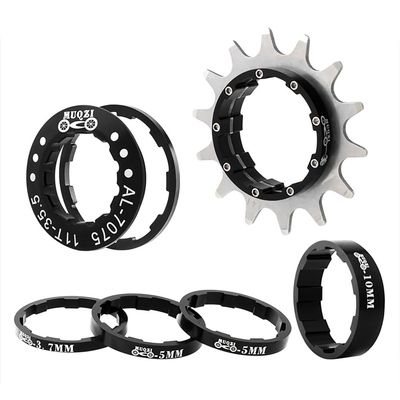 KTKEET MTB Single Speed Cassette Cog Bicycle Freewheel Sprocket 12/13/14/15/16/17/18/19/20/21/22T Single Speed Fixie Cassette+Spacers for 7-10S HG Hubs,Road Bike,Mountain Bike (Black,14T)