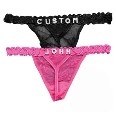 AICHENG 2-Pack Personalized Thongs with Names, Custom Name Thong, Diy Gold Rhinestone Shiny Letters Name, Customize Your Fashion Logo, The Letters Are Hand Sewn, Very Strong And Not Easy To Fall Off