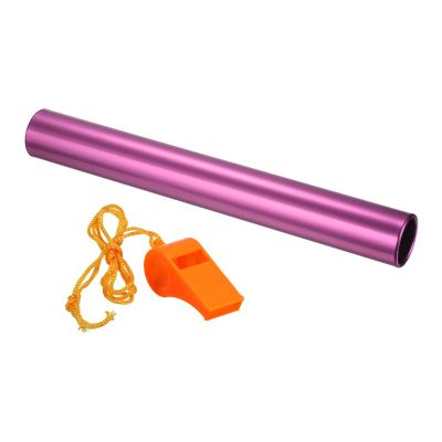 PATIKIL Relay Track Baton, Aluminum Tube Field Running Race Stick with Whistle Corrosion Resistant for Outdoor Athletics Sport Game Practice Tool, Pink