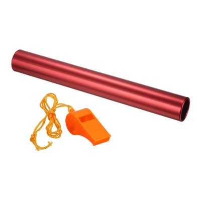 PATIKIL Relay Track Baton, Aluminum Tube Field Running Race Stick with Whistle Corrosion Resistant for Outdoor Athletics Sport Game Practice Tool, Red