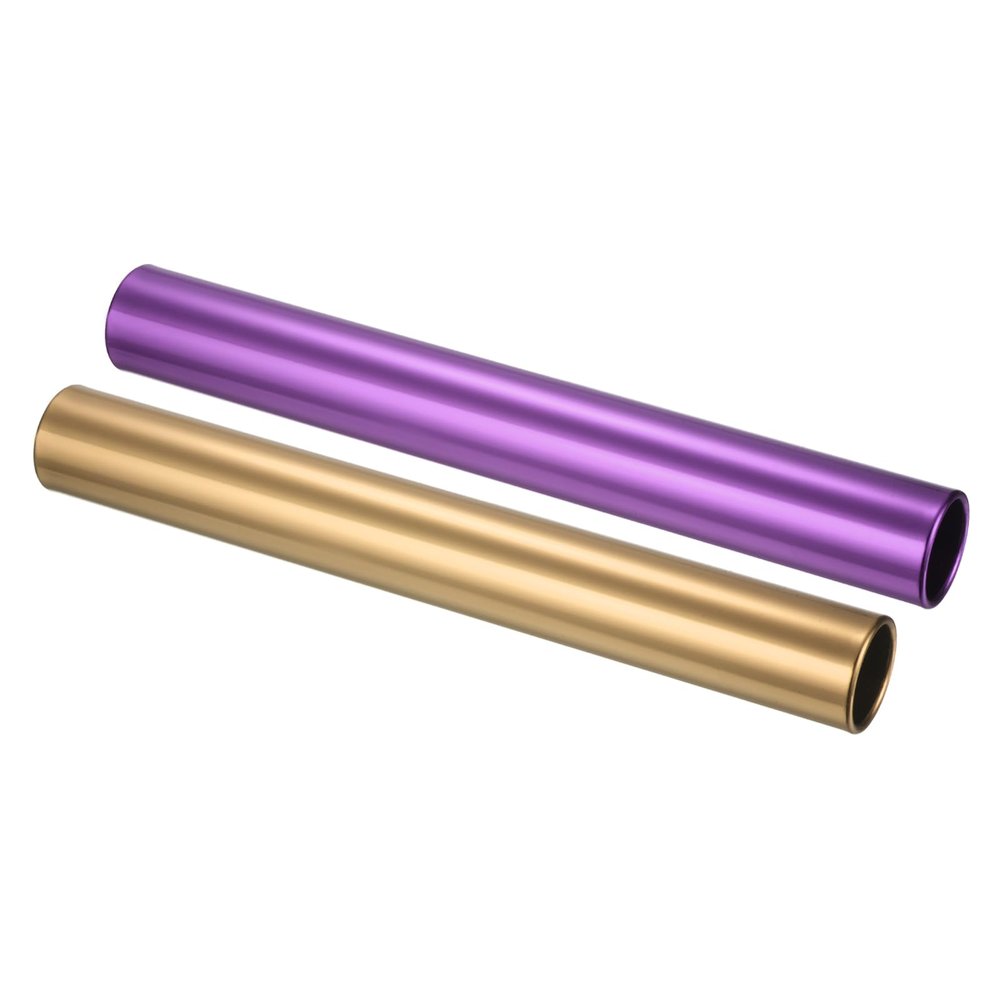 PATIKIL Relay Track Baton,2 Pack Aluminum Tube Field Running Race Stick Corrosion Resistant for Outdoor Athletics Sport Game Practice Tool, Gold, Purple