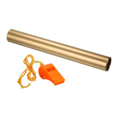 PATIKIL Relay Track Baton, Aluminum Tube Field Running Race Stick with Whistle Corrosion Resistant for Outdoor Athletics Sport Game Practice Tool, Gold