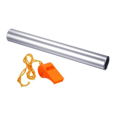PATIKIL Relay Track Baton, Aluminum Tube Field Running Race Stick with Whistle Corrosion Resistant for Outdoor Athletics Sport Game Practice Tool, Silver