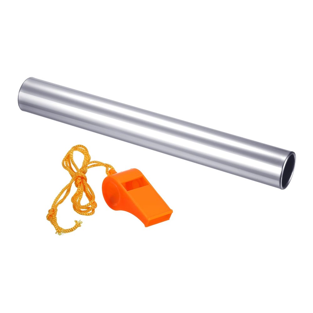 PATIKIL Relay Track Baton, Aluminum Tube Field Running Race Stick with Whistle Corrosion Resistant for Outdoor Athletics Sport Game Practice Tool, Silver