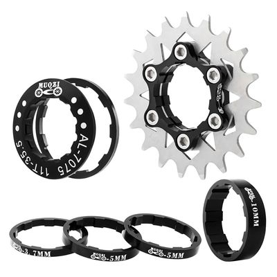 KTKEET MTB Single Speed Cassette Cog Bicycle Freewheel Sprocket 12/13/14/15/16/17/18/19/20/21/22T Single Speed Fixie Cassette+Spacers for 7-10S HG Hubs,Road Bike,Mountain Bike (Black,19T)