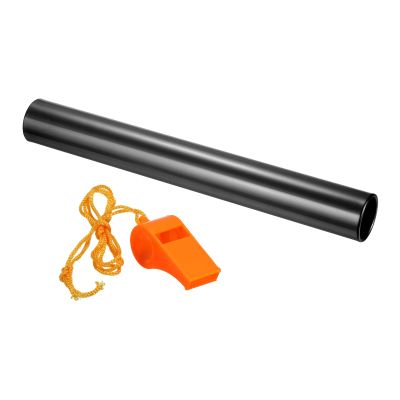 PATIKIL Relay Track Baton, Aluminum Tube Field Running Race Stick with Whistle Corrosion Resistant for Outdoor Athletics Sport Game Practice Tool, Black
