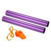 PATIKIL Relay Track Baton,2 Pack Aluminum Tube Field Running Race Stick with Whistle Corrosion Resistant for Outdoor Athletics Sport Game Practice Tool, Purple view 1