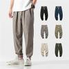 MiNGQIU Shinb Harem Pants for Men,Men's Cotton Linen Harem Pants,Men's Beach Linen Baggy Pants,Hip Hop Harem Pants for Men (Dark Green,XX-Large) view 2