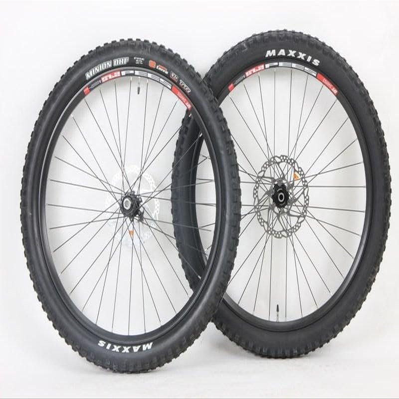 27.5 Inch DTS 533d / Shim Deore XT Hubs Thru Axle Boost Wheel Set 148mm x 110mm Minion DHR DHF ll 27.5 x 2.8 Tire and Tubes 180mm Rotors PACKAGE