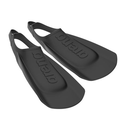 Arena Unisex Adult Comfortable Lightweight Swim Training Fins for Men and Women Silicone Short Blade Flippers Open Heel Design, Black, 9.5-10.5