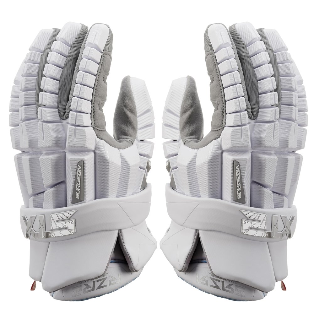 STX Lacrosse Surgeon RZR 2 Gloves, White Small, Pair