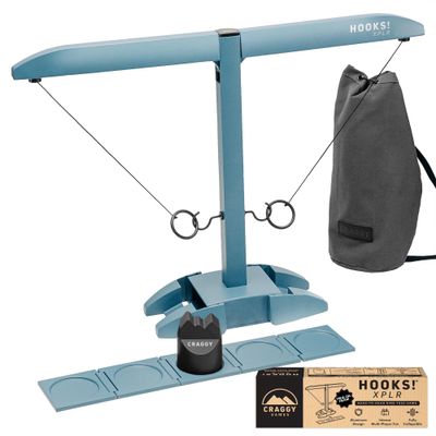 Craggy Games The Original Ring Toss & Shot Ladder Game Hooks XPLR - Portable Aluminum Hook and Ring for Indoor/Outdoor Games - Party Games, Travel, Multiplayer for Ages 12+