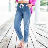 Uillui Stretchy Jeans for Women High Waist Drawstring Straight Leg Denim Trousers Loose Fit Comfortable Wide Leg Jeans Pants view 2