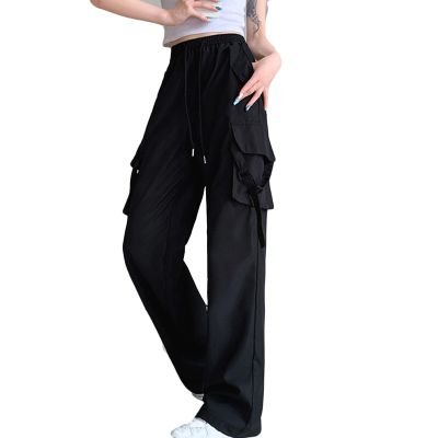 Cargo Pants Womens High Waisted Wide Leg Sweatpants Casual Drawstring Loose Fit Trendy Y2K Teen Girls Streetwear Pants