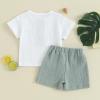 fhutpw Baby Boy Summer Outfits Henley Shirt Soft Pocket Short Sleeve Tops & Shorts Sets Infant 3 6 12 18 Months 2T Clothes (A-Green, 3-6 Months) view 3