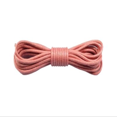 1 Pair Leather Shoelaces Cotton Waxed Shoelaces Round Leather Laces For Shoes Boots Unisex Shoe Laces Strings (Color : Pink, Size : 120cm)