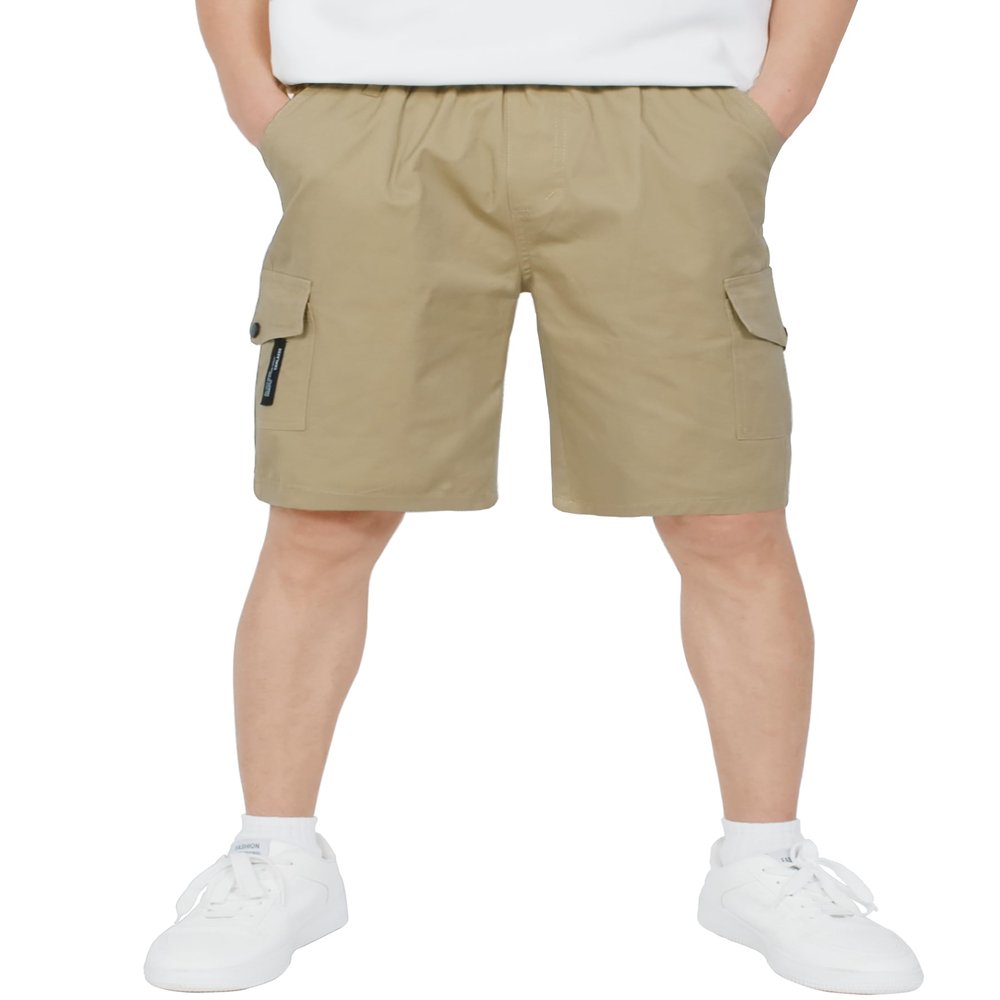 CAMLAKEE Boys Stretch Cargo Shorts Elastic Waist School Kids Twill Summer Short Khaki 10-11 Years/Size150