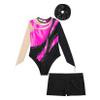 JanJean Youth Girls Sleeveless Shiny Sequins Gymnastic Leotard Metallic Splice Backless Ballet Dance Bodysuit Jumpsuit Hot Pink&Black 6 Years view 3