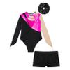 JanJean Youth Girls Sleeveless Shiny Sequins Gymnastic Leotard Metallic Splice Backless Ballet Dance Bodysuit Jumpsuit Hot Pink&Black 6 Years view 4