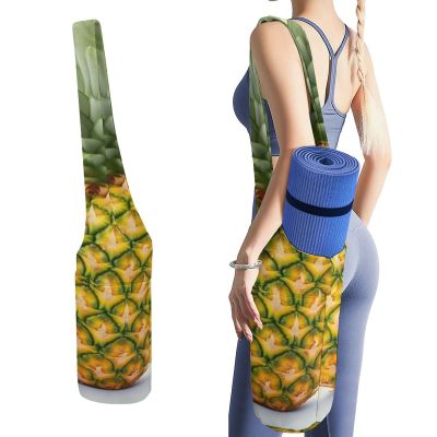 HotcoS Yoga Mat Bag for Women Yoga Mat Carrier Bag with Large Side Pocket Fresh Pineapple Yoga Bag Yoga Gym Bag