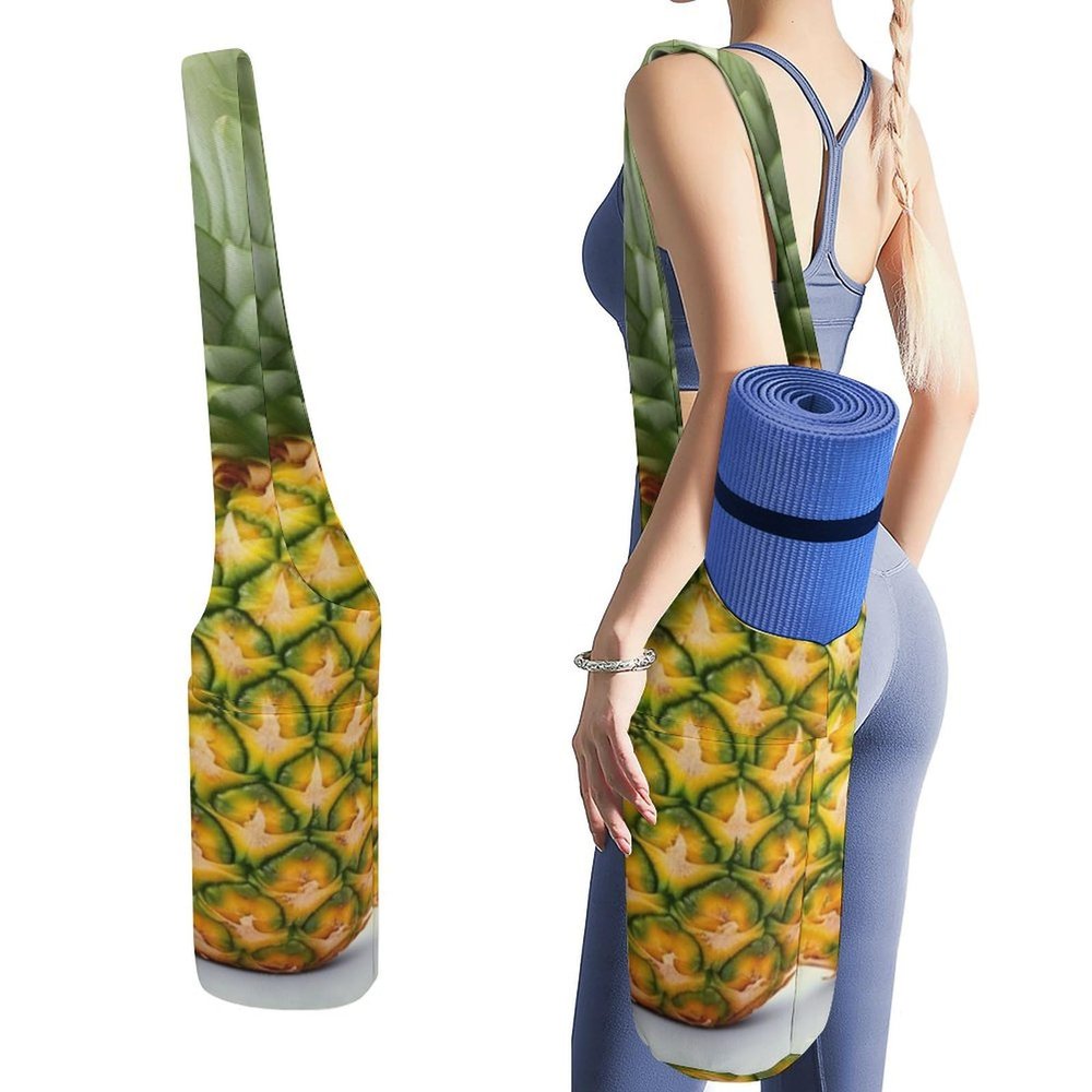 HotcoS Yoga Mat Bag for Women Yoga Mat Carrier Bag with Large Side Pocket Fresh Pineapple Yoga Bag Yoga Gym Bag