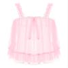 Lejafay Men's Sissy Lingerie V Neck Crossdresser Nightwear Sheer Lace Chemise Mini Teddy 4# Pink A Large view 1