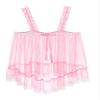 Lejafay Men's Sissy Lingerie V Neck Crossdresser Nightwear Sheer Lace Chemise Mini Teddy 4# Pink A Large view 3