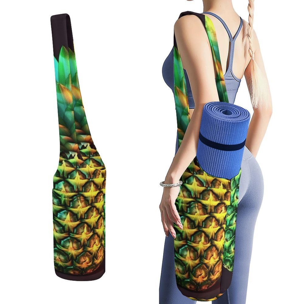 HotcoS Yoga Mat Bag for Women Yoga Mat Carrier Bag with Large Side Pocket Pineapple Yoga Bag Yoga Gym Bag
