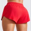 CRZ YOGA High Waisted Split Running Shorts for Women 3" - Comfy Mesh Liner for Workout Athletic GymTrack Quick Dry Deep Red Small view 2