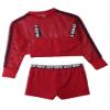 Aislor Kids Girls Hip Hop Jazz Street Dance Outfits Mesh Fishnet Cropped Sweatshirt Tank Top and Booty Shorts Set Red 14 Years view 2