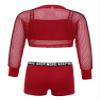 Aislor Kids Girls Hip Hop Jazz Street Dance Outfits Mesh Fishnet Cropped Sweatshirt Tank Top and Booty Shorts Set Red 14 Years view 4