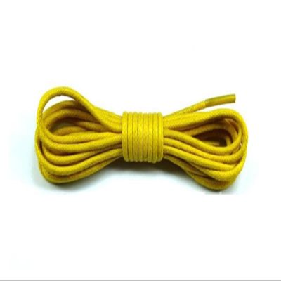 1 Pair Leather Shoelaces Cotton Waxed Shoelaces Round Leather Laces For Shoes Boots Unisex Shoe Laces Strings (Color : Yellow, Size : 90cm)