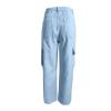 NineFit Basics Women's High Waist Baggy Jeans Flap Pocket Relaxed Fit Straight Wide Leg Y2K Fashion Cargo Jeans Stretchy Denim Pants, Medium, A01_light Blue view 3